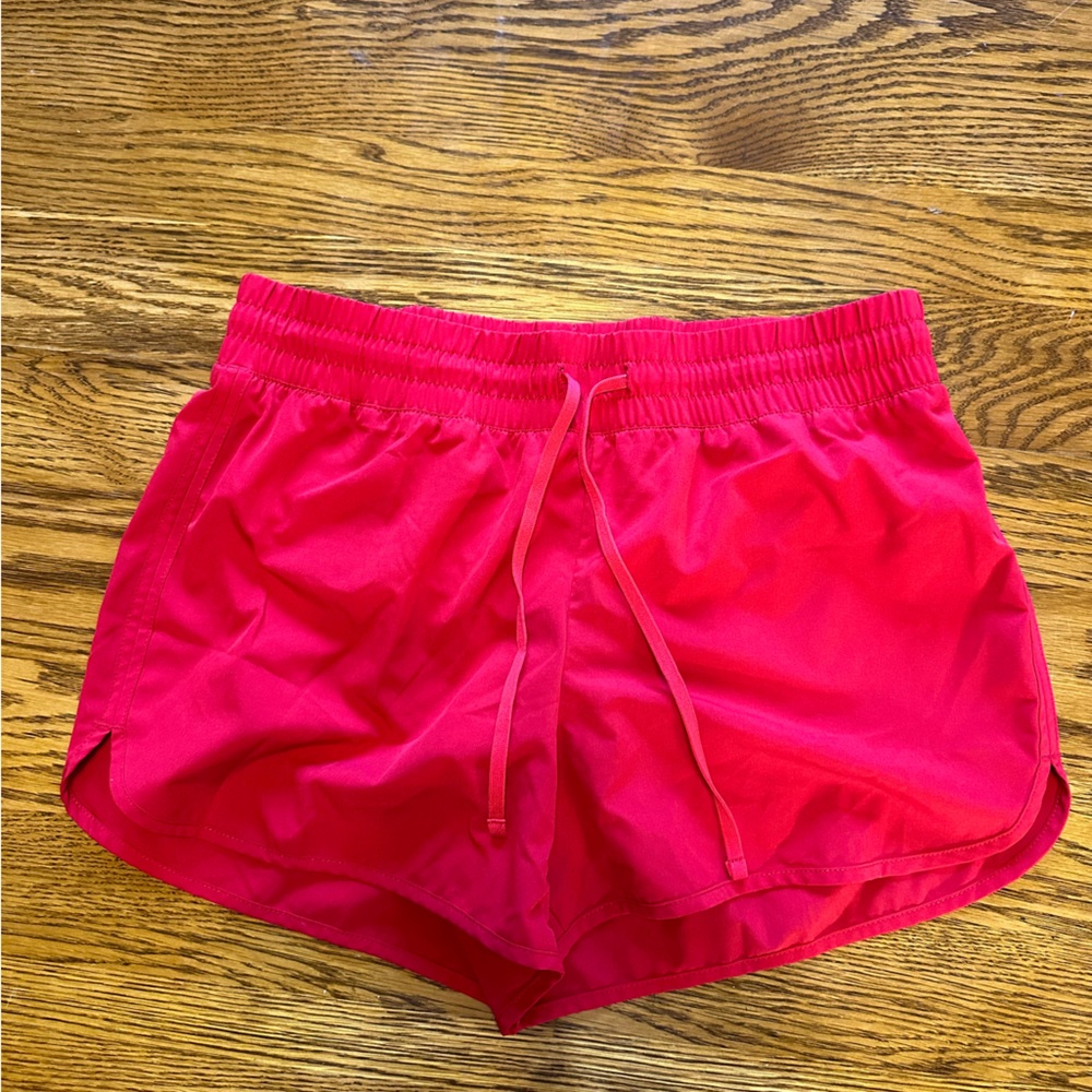 Red running shorts